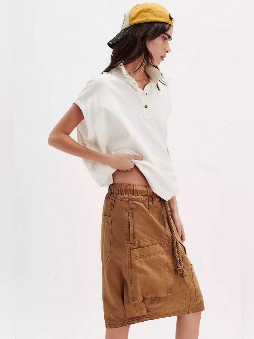 NWT Free People Carmen Midi Skirt in Tobacco